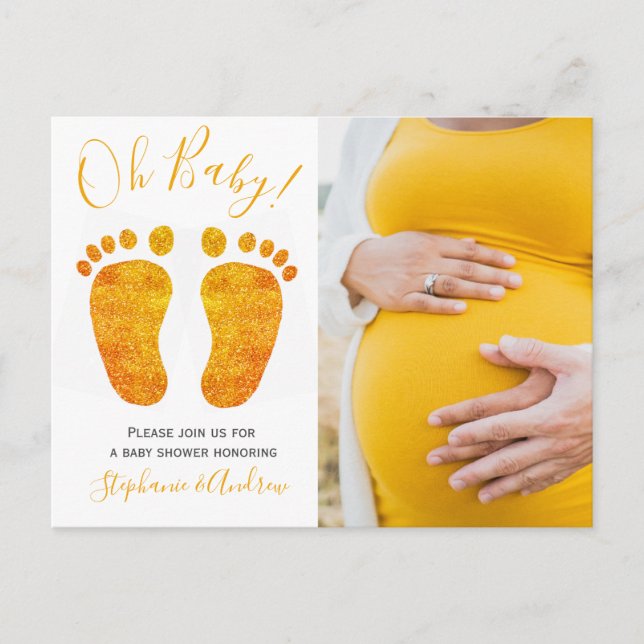 Oh Baby Photo Couples Baby Shower  Invitation Postcard (Front)