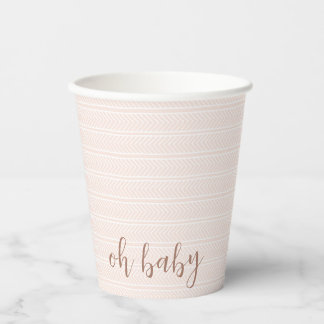 Oh Baby Pink and White Herringbone Cup