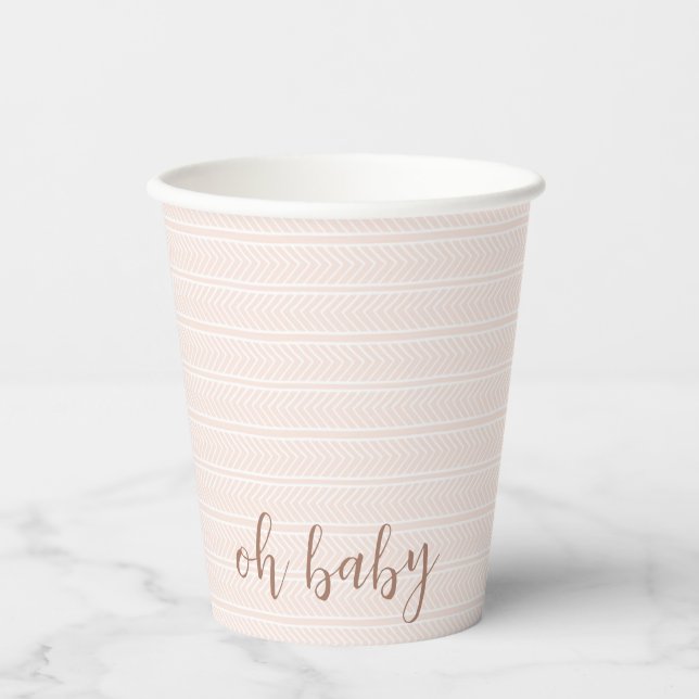 Oh Baby Pink and White Herringbone Cup (Front)