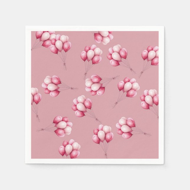 Oh Baby Pink Balloons Napkin (Front)
