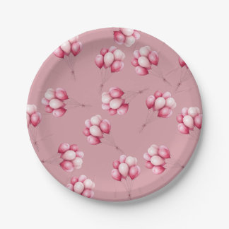 Oh Baby Pink Balloons Paper Plate