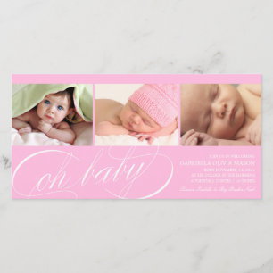 Oh Baby Pink Birth Announcement