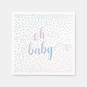 "Oh Baby!" Pink Blue Confetti, Gender Neutral Napkin
