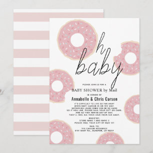 Oh Baby Pink Doughnut Girl Baby Shower by Mail Invitation