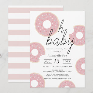 Oh Baby Pink Doughnut Girl Baby Shower Invitation