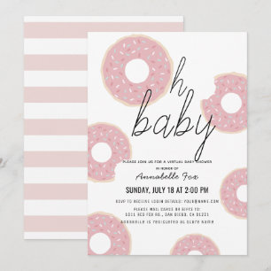 Oh Baby Pink Doughnut Girl Virtual Baby Shower Invitation