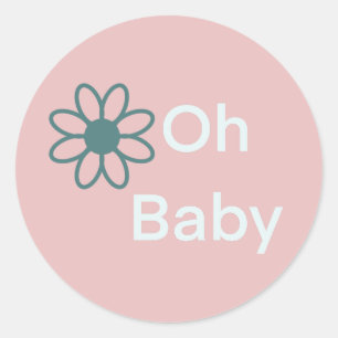 Oh Baby Pink Floral Daisy  Classic Round Sticker