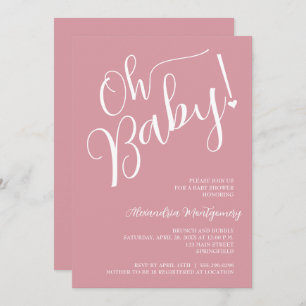 Oh Baby! Pink Girl Baby Shower Invitation