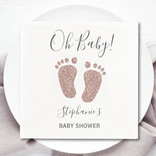 Oh Baby Pink Glitter Baby Shower  Napkins