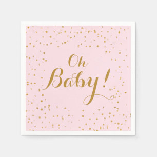 Oh Baby! Pink & Gold Confetti Napkins