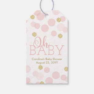 Oh Baby Pink Gold Confetti Thank You Gift Tags