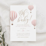 Oh Baby Pink Hot Air Balloon Baby Shower Invitatio Invitation<br><div class="desc">Invite friends and family to share in the joy of your little one's arrival with this baby shower invitation,  featuring pink hot air balloons and elegant gold typography.</div>