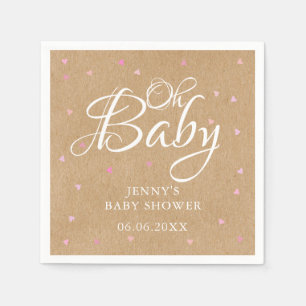 Oh Baby Pink Love Hearts Baby Shower / Sprinkle Napkin
