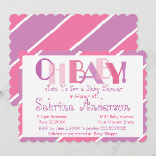 Oh Baby Pink Modern Whimsical Baby Shower Invitation