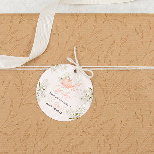 Oh Baby pink pumpkin floral chic baby shower Favour Tags