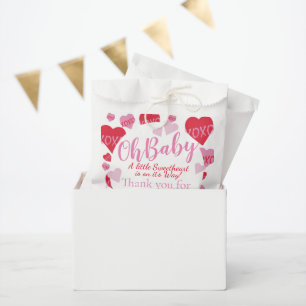 Oh Baby Pink Red Sweethearts Baby Shower White Favour Bags