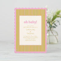 Oh Baby Pink Scallop Gold Stripe Baby Shower