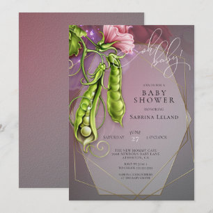 Oh Baby Pink - Sweet Peas in a Pod Baby Shower Invitation