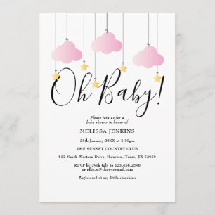 Oh Baby Pink Twinkle Twinkle Baby Shower Sprinkle Invitation