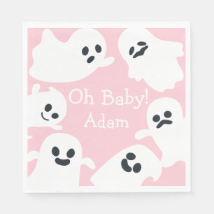 Oh Baby! Pink & White Halloween Fall Baby Shower Napkin