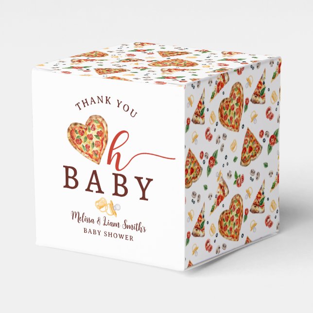 Oh Baby Pizza and Pacifiers Baby Shower Favour Box (Front Side)