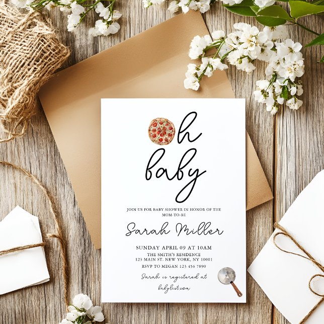 Oh Baby Pizza Baby Shower Invitation (Creator Uploaded)