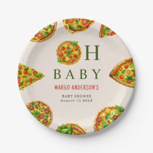 Oh Baby Pizza Tomatoes Olivia Green Baby Shower Paper Plate