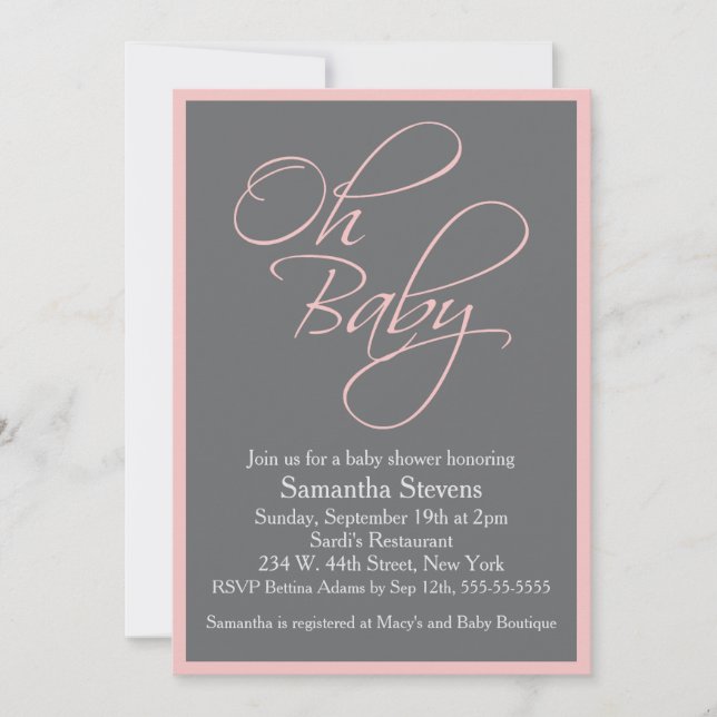 Oh Baby Posh Baby Shower for Girl Invitation (Front)