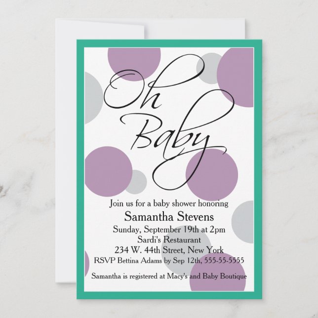 Oh Baby Posh Gender Neutral Baby Shower Invitation (Front)