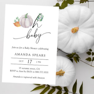 Oh baby, Pumpkin autumn baby shower Invitation