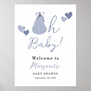 Oh Baby Pumpkin Bow Boy Baby Shower Welcome Poster