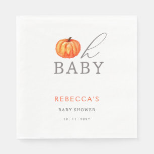 Oh Baby Pumpkin Gender Neutral Baby Shower Napkin