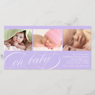 Oh Baby Purple Birth Announcement