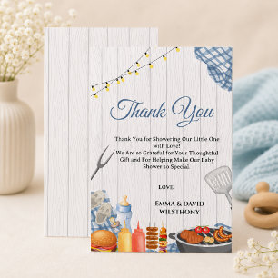 Oh Baby-Q Baby Shower Boy Rustic BBQ Thank You Card