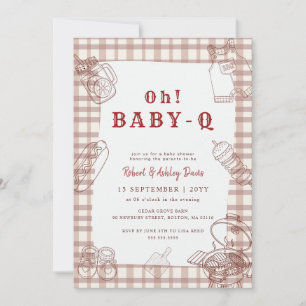 Oh Baby Q Plaid Gingham BBQ Baby Shower Invitation