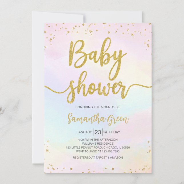 Oh Baby Rainbow Baby Shower Invitation (Front)