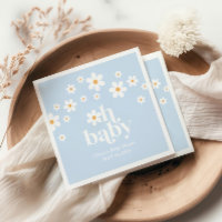 Oh Baby! Retro Daisy blue boho Baby Shower