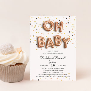 Oh Baby   Rose Gold Baby Shower Invitation
