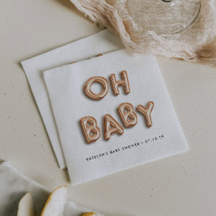 Oh Baby   Rose Gold Baby Shower Napkin