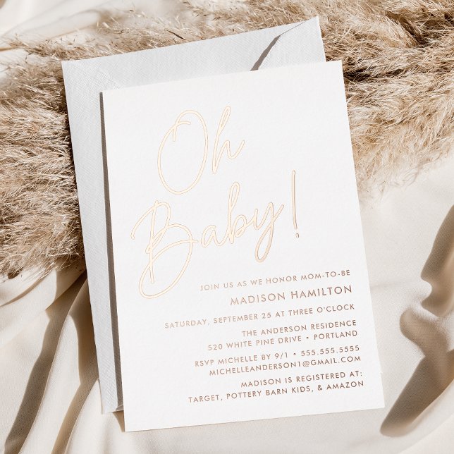 Oh Baby Rose Gold Script Baby Shower (Creator Uploaded)