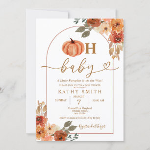 Oh Baby Rustic Boho Floral Pumpkin Baby Shower Invitation