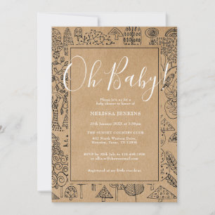 Oh Baby Rustic Country Trees Baby Shower Invitation