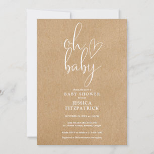 Oh Baby Rustic Kraft Boho All In One Baby Shower Invitation