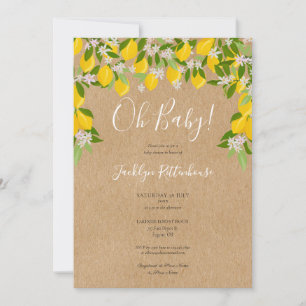 Oh Baby Rustic Lemons Blossom Greenery Baby Shower Invitation