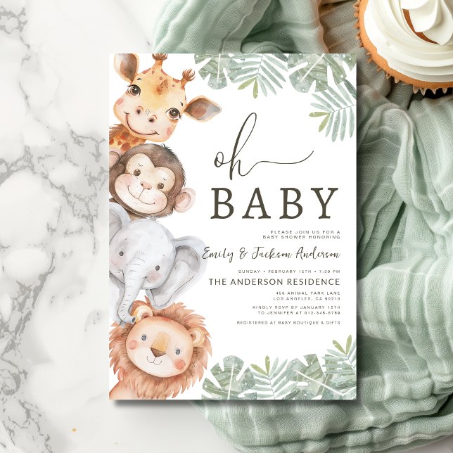 Oh Baby Safari Animal Couples Baby Shower Invitation (Creator Uploaded)