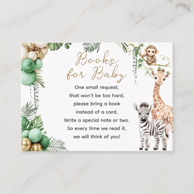 Oh Baby Safari Animal Jungle Green Baby Shower Enclosure Card (Front)