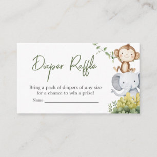 Oh Baby Safari Animals Baby Shower Diaper Raffle Enclosure Card