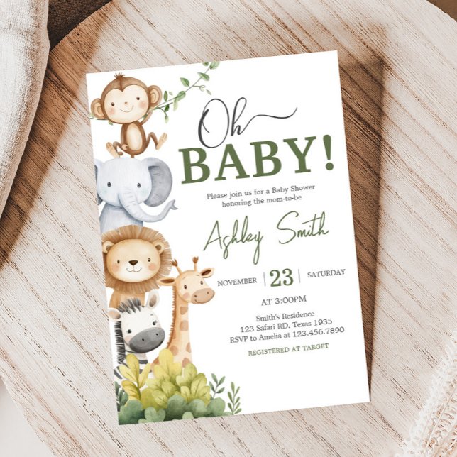 Oh Baby Safari Animals Baby Shower Invitation (Oh Baby Jungle Safari Animals Baby Shower Invitation
)