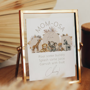 Oh Baby Safari Animals Boho Baby Shower bar Poster