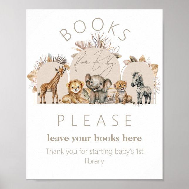 Oh Baby Safari Animals Boho Baby Shower book Poster (Front)